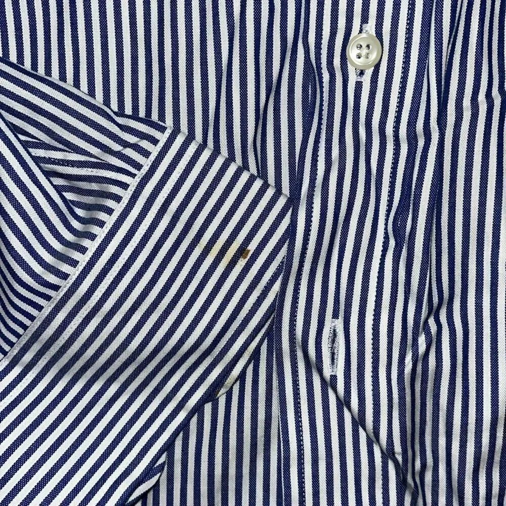 2-Blue Stripe Polo by Ralph Lauren w/ Pony mens Dress Business work shirt 18 XXL - Picture 9 of 9